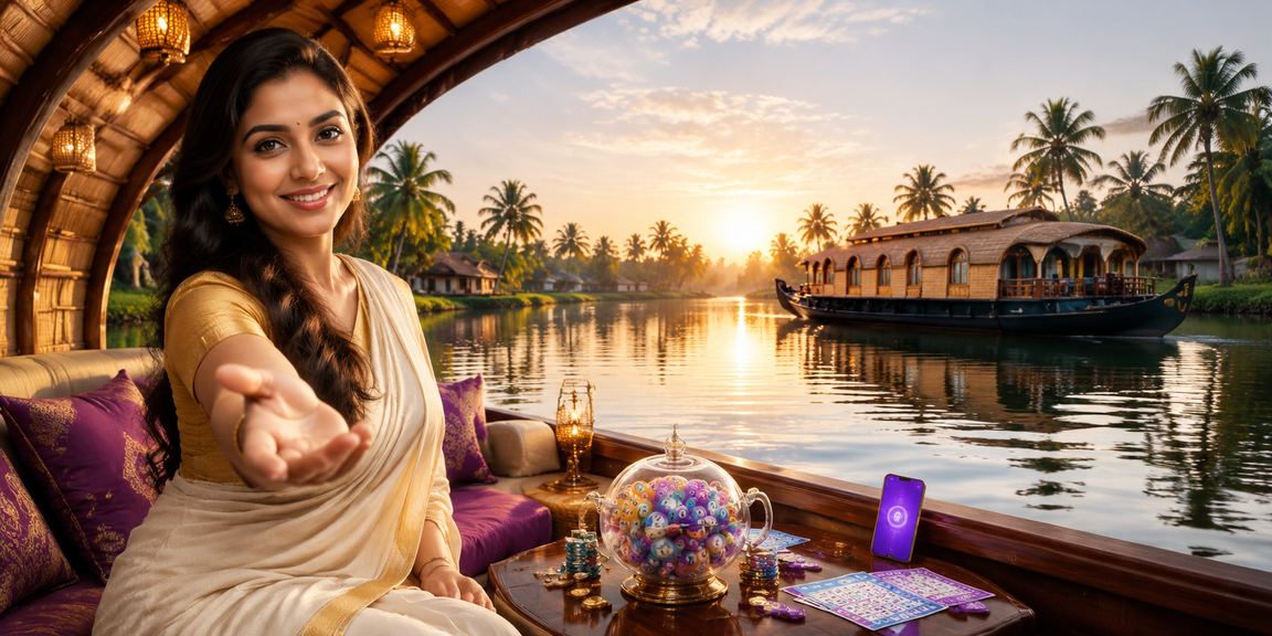 Beautiful Kerala backwaters with local lottery and betting options nearby